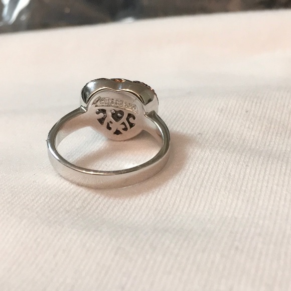 Charles Winston Pave CZ Heart 925 & Platinum Ring - Picture 2 of 7